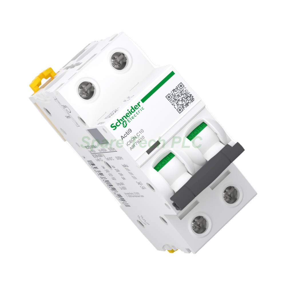 Figure 1: Front view of the Schneider Electric iC60N 2P C10 industrial automation component showing its physical design and enclosure.